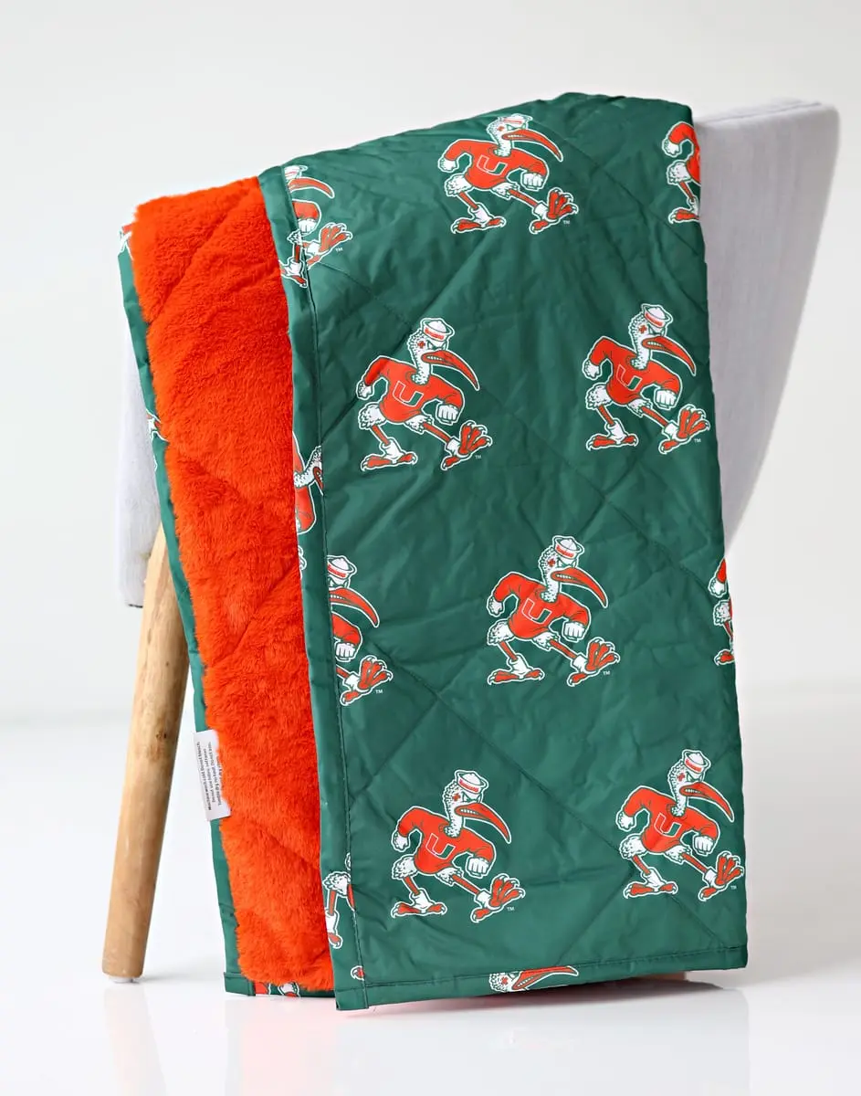 Miami Hurricanes Hooded Stadium Everywhere Blanket, 60" x 63", Bold Colors, College Spirit Design, Detachable Hood, Quilted Backing