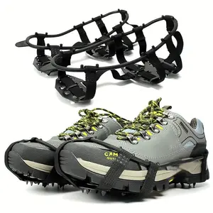Ice Crampons Snow Gripper for Boots Shoes, Anti-Slip Stainless Steel Tip Safety Protection, Ideal for Hiking Fishing Walking Climbing, Men Women