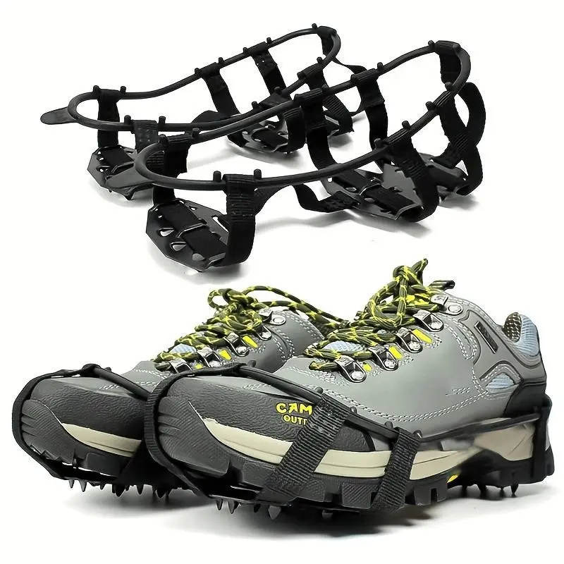 Ice Crampons Snow Gripper for Boots Shoes, Anti-Slip Stainless Steel Tip Safety Protection, Ideal for Outdoor Hiking Fishing Walking Climbing, Men Women