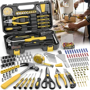 122PCS Tool Kit | Includes Screwdriver, Utility Knife, Scissors, Tape Measure, Hammer, Internal Hex Wrench, Pliers | Suitable for Home, Garage, Garden, Office, College Dormitory | Ideal for DIY