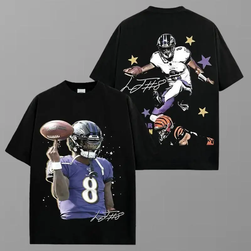 Lamar Jackson 8 Double-sided T-shirt - Football Graphic Tee