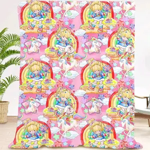 50x60 Plush Blanket with Adorable Rainbow and Unicorn Design for Cozy Comfort