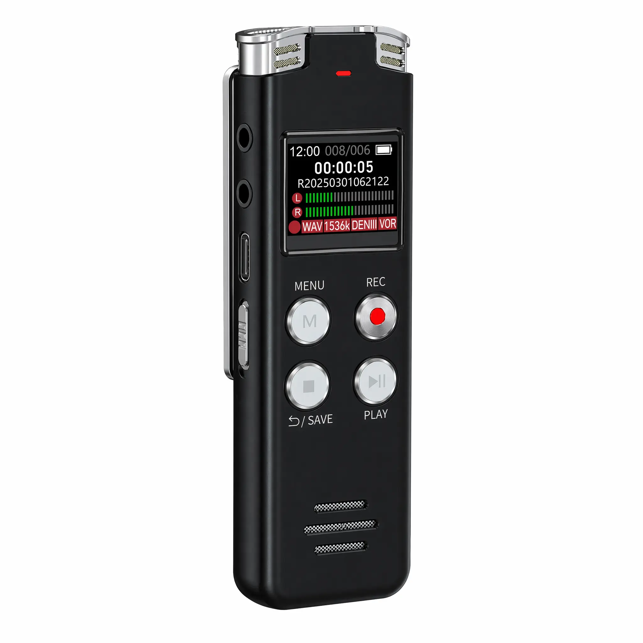 64GB Digital Portable Metal Voice Recorder - USB-C Wired Rechargeable, Voice Activated, Stereo Noise Reduction, Adjustable Memory, Easy Operation, Playback, MP3 Player, Business Audio Equipment for Lectures, Meetings