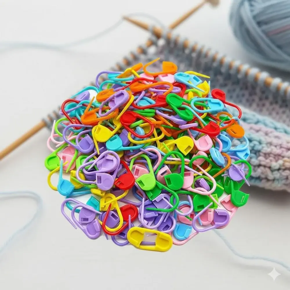 Reusable Slip-Resistant Plastic Stitch Markers, Crochet Accessories with Locking Design, Multi-Color Knitting Needle Point Keepers, DIY Craft Stitch Holders for Secure Yarn Positioning, Crochet Items