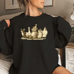 Personalized Little Bear Shirt,  Vintage 90s Cartoon Top, Round Neck Casual Pullover, Graphic Sweatshirt Long Sleeve Tops Pullover,  Unisex Sweatshirts