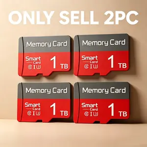 2 Complete Sets Durable Micro TF SD Cards for Car Audio, 1TB SD Memory Card for Dash Cams, MicroSDXC Card for Surveillance Cameras, Micro SD Card for Mobile Phones, SD Card with Adapter for PC & Reliable Data Storage