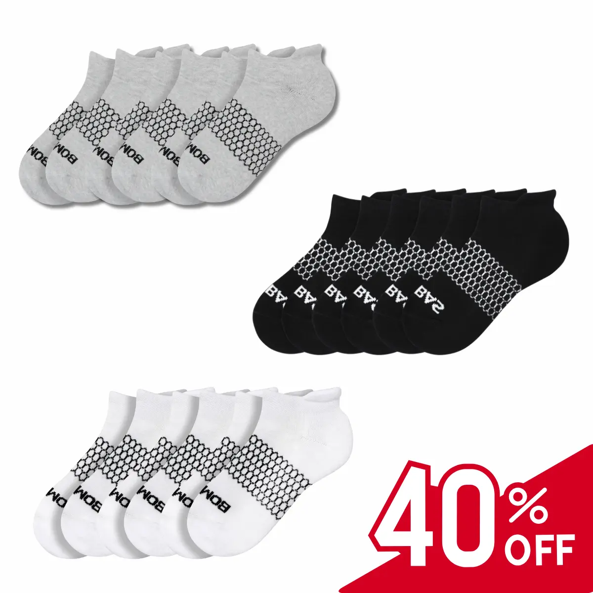 Pack 4 BOMBAS Socks for Women, Men | Multi Colors Unisex Running Socks, Seamless Toe, Compression Socks | BB Ankle Comfortable & Stylish Socks Tri-Block Design