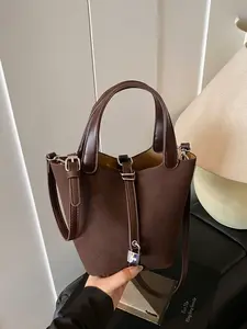 Women's Handbag Autumn Winter New Style Fashionable Simple Casual Retro Solid Color Design Versatile Bucket Bag Daily Commuting Shopping Dating