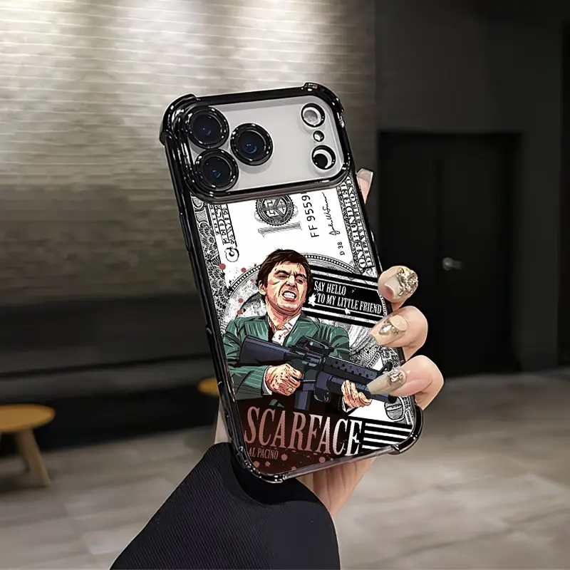 Scarface Tony Montana Dollar Bill Gangster Movie Aesthetic Design Pattern Casing For iPhone 17 16 15 14 13 12 Samsung 22 23 24 25 Plus Pro Max Ultra Soft Silicon TPU Shockproof Protector Vintage Unique Fashion Mobile Phone Case trendy gift pretty
