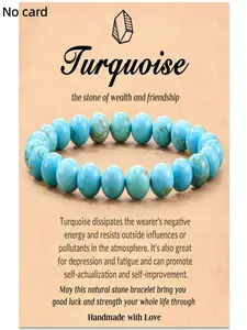 Handmade Turquoise Gemstone Beaded Bracelet, Unisex Elastic Adjustable Strap, Perfect for Daily Wear or Special Occasions Gift, Crystal Bracelets