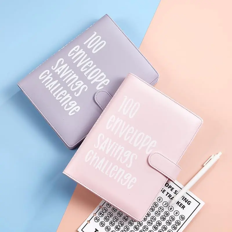 100 Envelope Money-Saving Challenge Set, 100 Envelope Challenge Logbook, an easy and fun way to save $5050! Money-Saving Helper, Savings Challenge Budget Book Binding Book, containing cash envelopes, suitable for use in offices, homes and schools.