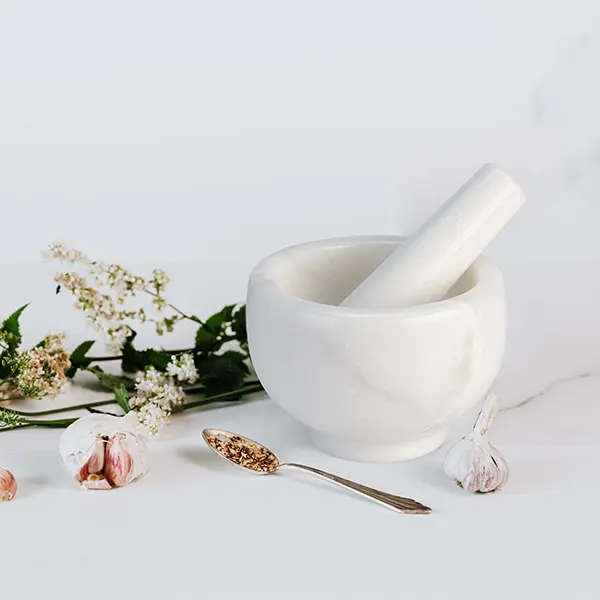 Natural Marble Mortar and Pestle Set, Grinder Bowl for Guacamole, Salsa, Pill Crusher, Spice, Herb, Garlic, Nut, Heavy Duty Grinder for Kitchen(Namib Fantasy)