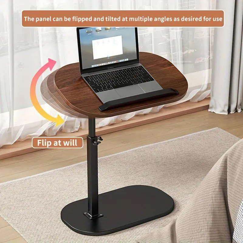 Portable Standing Desk for Home Office, Adjustable Height Flip Table, Laptop Stand Dual Use, Bedroom Bedside Tray Organizer, Modern Bedside Table
