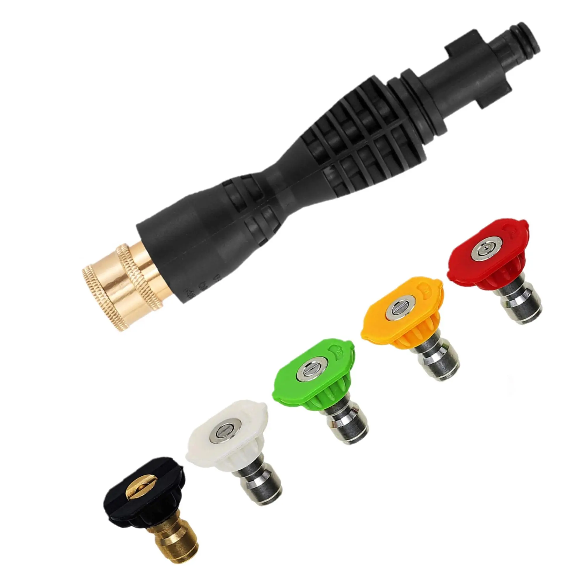 PWACCS Car High Pressure Cleaning Gun Adapter Kit, Including 1 1/4 Inch Quick Connector Wash Gun Accessories & 5 Nozzle Heads, High Pressure Cleaning Gun Accessories for Car, Heavy Duty, Tool, Hardware, Car Washer Nozzle