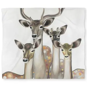 Begin Home Decor C1DCKSW0NLIFJ2 Group of Abstract Deers - Beige Livingroom King Size Duvet Cover - Home Decor