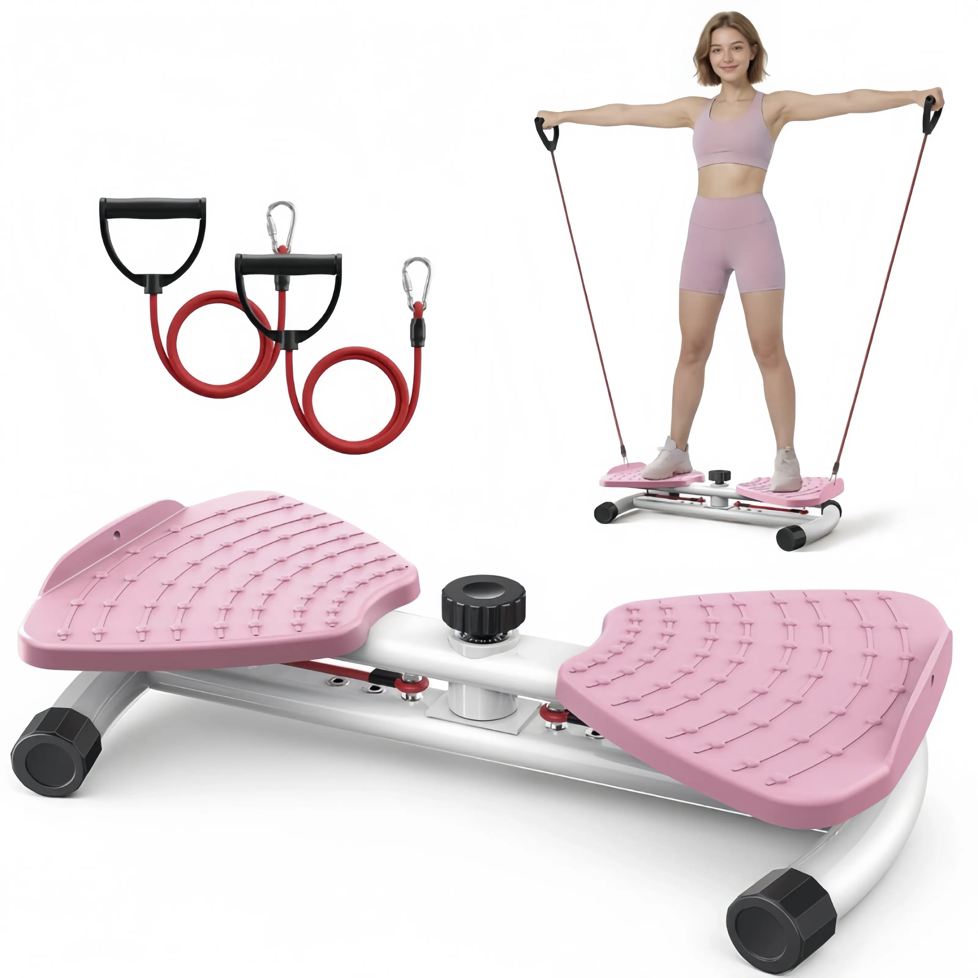 This ergonomic butterfly-shaped foot rotating turntable with dual resistance pull ropes brings you relaxing daily body movement right inside your cozy house without going out