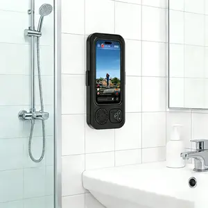 Bathroom shower waterproof phone holder Bluetooth speaker 360°Rotation touch screen mobile phone box watch movie listening music, swimming pool, kitchen, bathroom, sink
