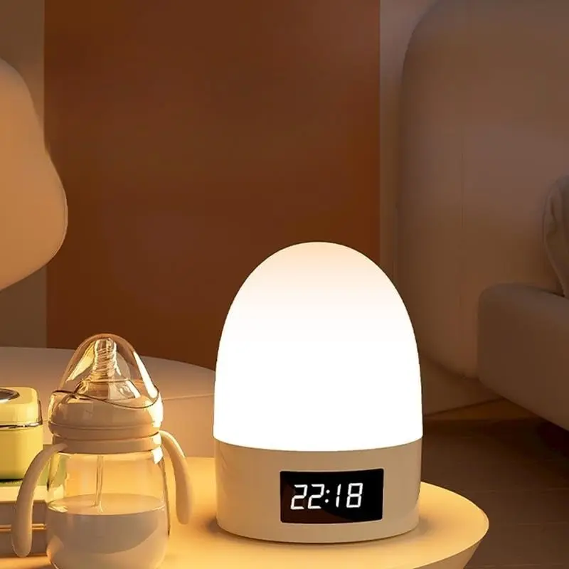 USB Power Lamp Multi-Functional Portable Night Light Rechargeable Remote Control Touch Dimmable Adjustable Brightness Clock Function Bedside Sleep Light Baby Eye Protection