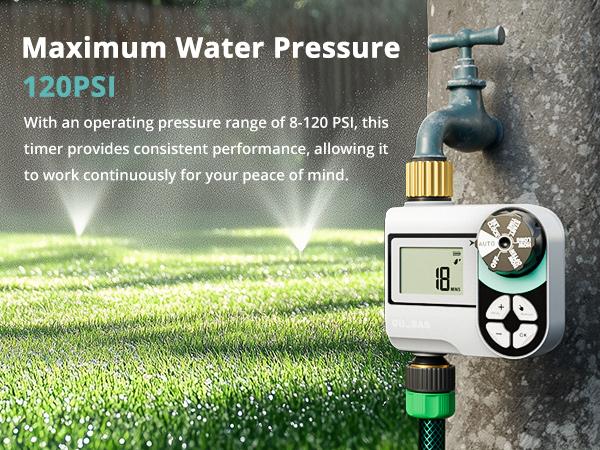QUOBAS Sprinkler Timer for Garden Hose, Programmable Digital Brass Water Timer with Rain Delay/Auto/Manual 3 Modes, Pool, Lawn, Drip Irrigation System, Battery Powered