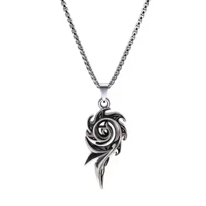 Silver Phoenix Flame Necklace Unisex Daily Titanium Steel Jewelry Gift