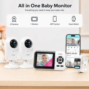 Simyke Smart Video Baby Monitor with 2.8" Display No Wifi privacy mode 1080p Camera ai motion Cry Detection 2-Way Talk WiFi No-WiFi Modes VOX ECO Feeding Timer Sensor Night Vision 5 Lullabies Cloud & SD Recording for Baby Safety