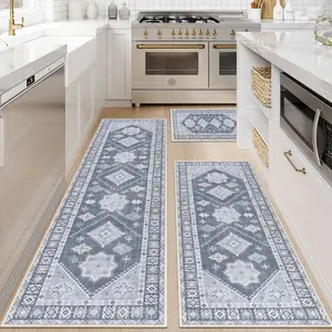 SWOOP Boho Kitchen Rug Sets 3 Piece with Runner Non Slip Kitchen Rugs and Mats Washable Kitchen Mats for Floor Thick Kitchen Floor Mat Carpet Runner Rugs for Hallway Laundry Holiday Decor