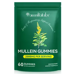 Acentiallabs Mullein Gummies for Lungs, Healthcare Supplement Edible Fitness Dietary Gummy for Lung Health, 1000mg Mullein Leaf Extract, Pear Flavor Gummies (1 Bag/60 Capsules)