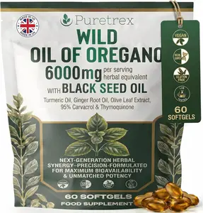 Wild Oil of Oregano 6000mg with Black Seed Oil – 95% Carvacrol & Thymoquinone for Immune Support, Gut & Respiratory Health | Vegan, Non-GMO | 60 Softgels