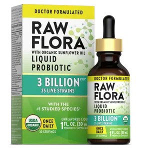 Organic Liquid Probiotic for Gut Health, 3 Billion CFU, with Edible Organic Sunflower Oil, 2 fl oz