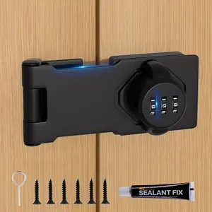 Bifold Door Lock - Closet Lock 3-Digit Anti-Pry Cabinet Locks with Combination - 180 Degree Password Hasp Locks Closet Door Lock for Folding Barn Shed Pantry Cupboard 4.5Inch