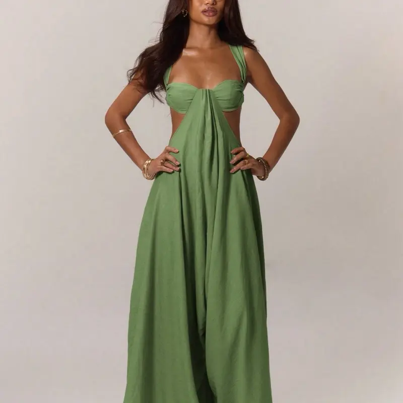 MUSERA Boho Ruched Bust Extreme Wide Leg Jumpsuit Summer Vacation Boho Spring Summer Vacation Beachwear Elegant Ibiza Holiday Wedding Guest Western 7.3k+ sold