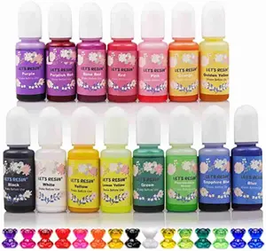 Epoxy Resin Dye,15 Color Translucent Epoxy Resin Pigment,Odorless Concentrated Epoxy Resin Paint Each 0.35oz,Liquid Resin Colorant for Resin Coloring,Epoxy Resin,Resin Molds-LET'S RESIN