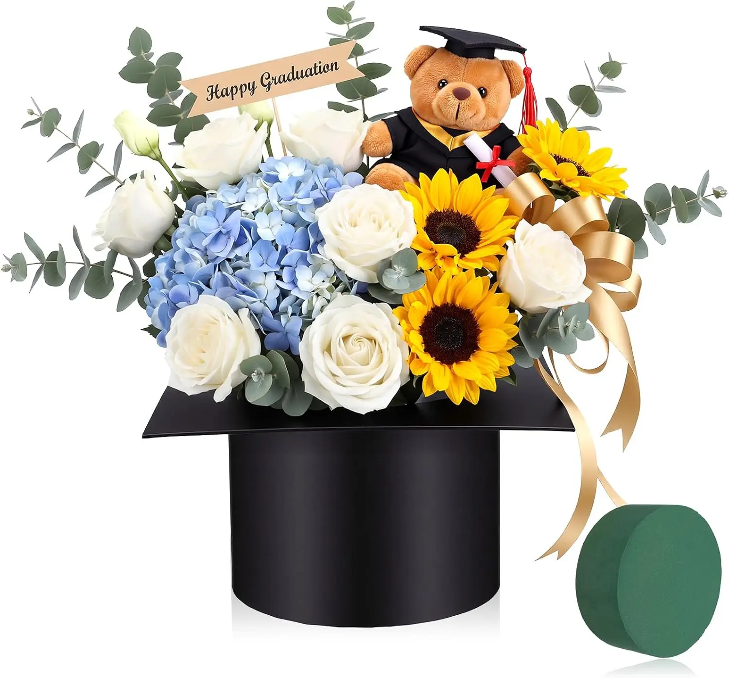 Cap Shape Foam Block Graduation Flower Box - 1 Empty Gift Container, 7.87x3.94/4.53x2.36in (20x10cm) Convenient and Portable Size, Thoughtful Gift, Table Centerpiece Ideas for Class of 2026 Graduation Celebration