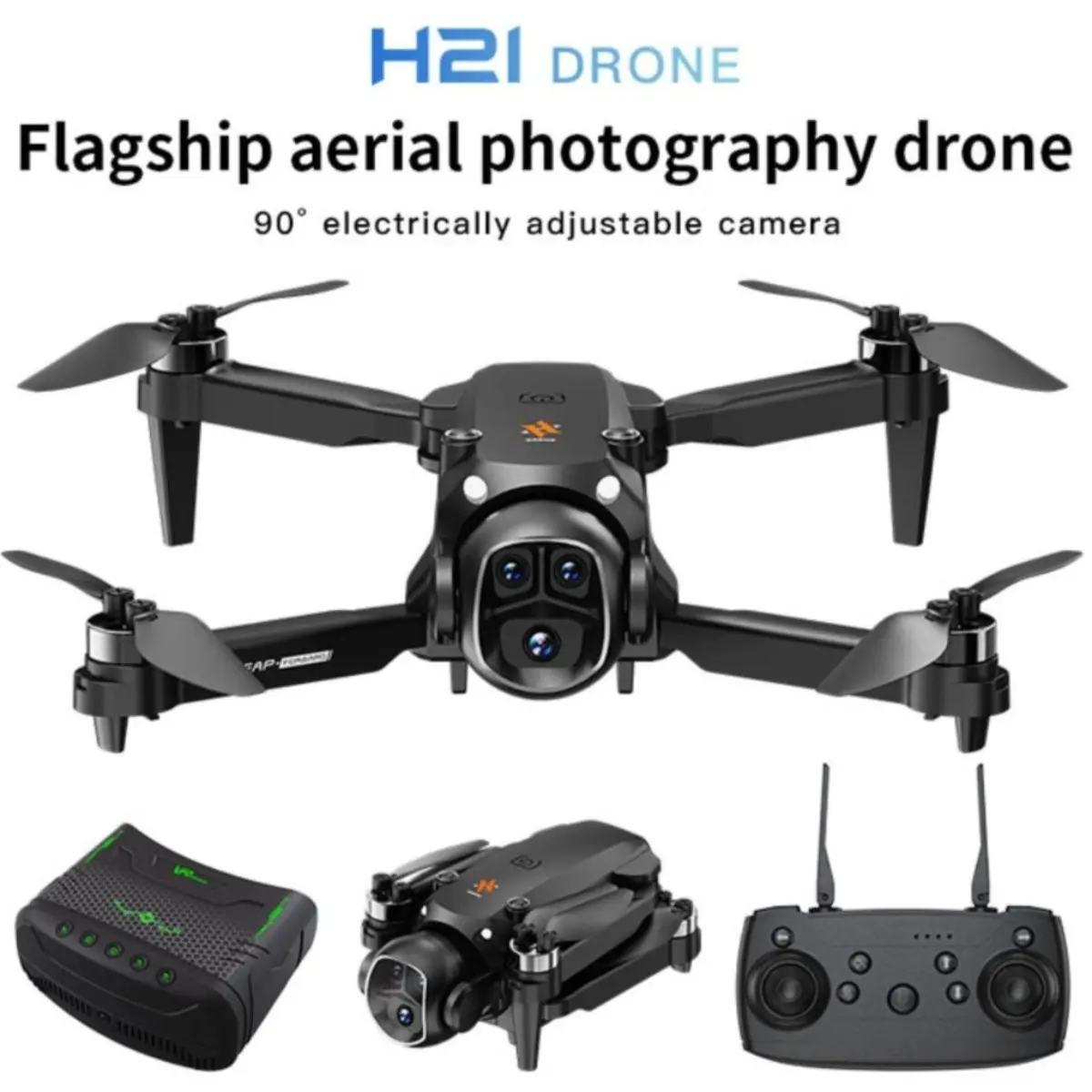 H21 FPV RC Quadcopter - HD Dual Camera, Brushless Motor, 90° Adjustable Lens, Auto Hover, 360° Flip Stunts, Foldable Gesture Control, Compact, Beginner-Friendly, Micro SD Compatible, Portable Remote Control Drone, Ideal Birthday/Easter Gift for Teen Boys,