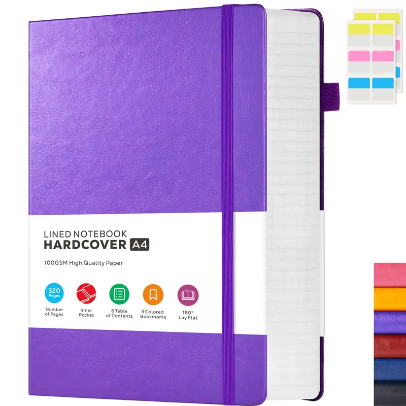 A4 Notebooks College Ruled, 1 PCS A4 (8.5 x 11) Large Notebook Journal with 100GSM Lined Paper, Hardcover Leather Journaling Notebooks for Women & Men, 320 Pages, Big Notebook for School Work