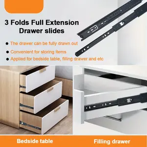 2pcs Durable Full Extension Silent Drawer Slides, Soft Close & Slow Down, Metal, Multiple Sizes 10/12/14/16 Inch, DIY Cabinet & Dresser Hardware