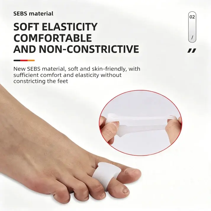 SEBS Soft Toe Separators & Bunion Correctors, Double Loop Toe Spacers for Overlapping Toes, Hammer Toe Straightener, Bunion Relief Protectors for Men & Women, Wearable with Shoes