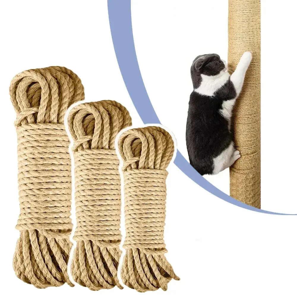 Natural Sisal Rope for Cat Scratching Posts, DIY Replacement Rope for Cat Trees & Scratching Toys, 33/66/164 ft