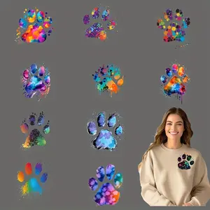 Colorful Paw Print Water Transfer Sticker, DIY Heat Transfer Sticker, Washable Heat Transfer Sticker for T-shirt, Mask, Jeans, Backpack, Crafts