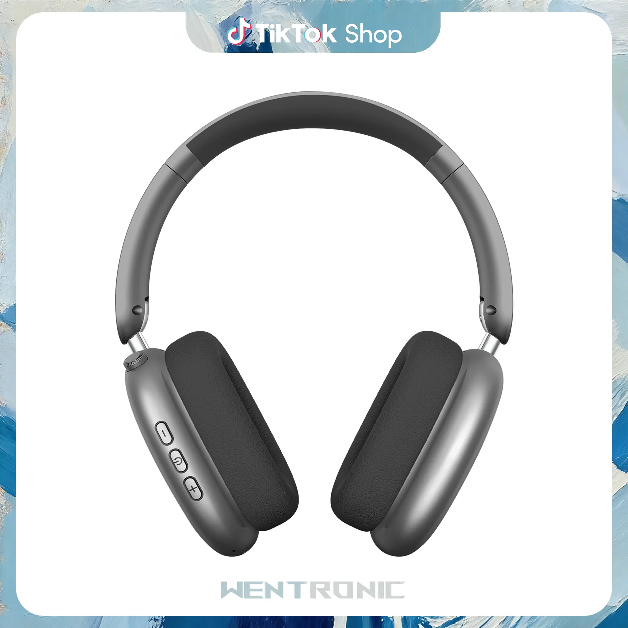 WENTRONIC Y01 Bluetooth 5.3 Over-Ear Headphones, Noise Reduction, Hi-Res Audio, 48H Playtime, Foldable, Soft Earpads, with Mic for iOS/Android/PC