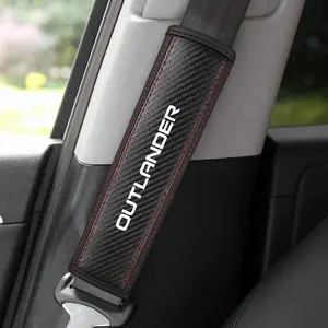 Mitsubishi Outlander Seat Belt Shoulder Cover, PU Leather & Carbon Fiber Stripes, Enhances Driving Comfort, Available in 1pc/2pcs