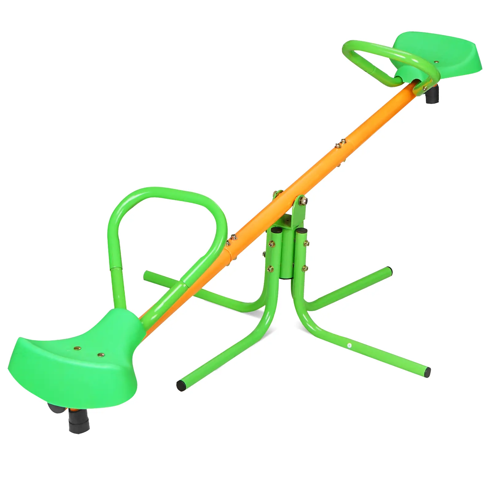 360-Degree Rotation Outdoor Kids Spinning Seesaw, Sit-and-Spin Teeter Totter, Outdoor Playground Set for Backyard
