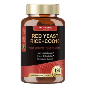 Totaria Red Yeast Rice with CoQ10 Supplement- Niacin-Free, Cholesterol & Energy Supplement 3rd-Party Tested Vegan Non-GMO Healthcare Vitamin Natural