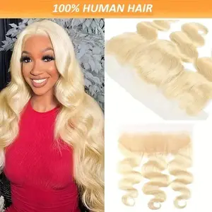 13x4 Ear-to-Ear Body Wave 613 Blonde Lace Frontal, 100% Human Hair 8-20", Natural Color, Free Parting, Natural Hairline, Soft & Full, Perfect for Ethnic Hairstyles