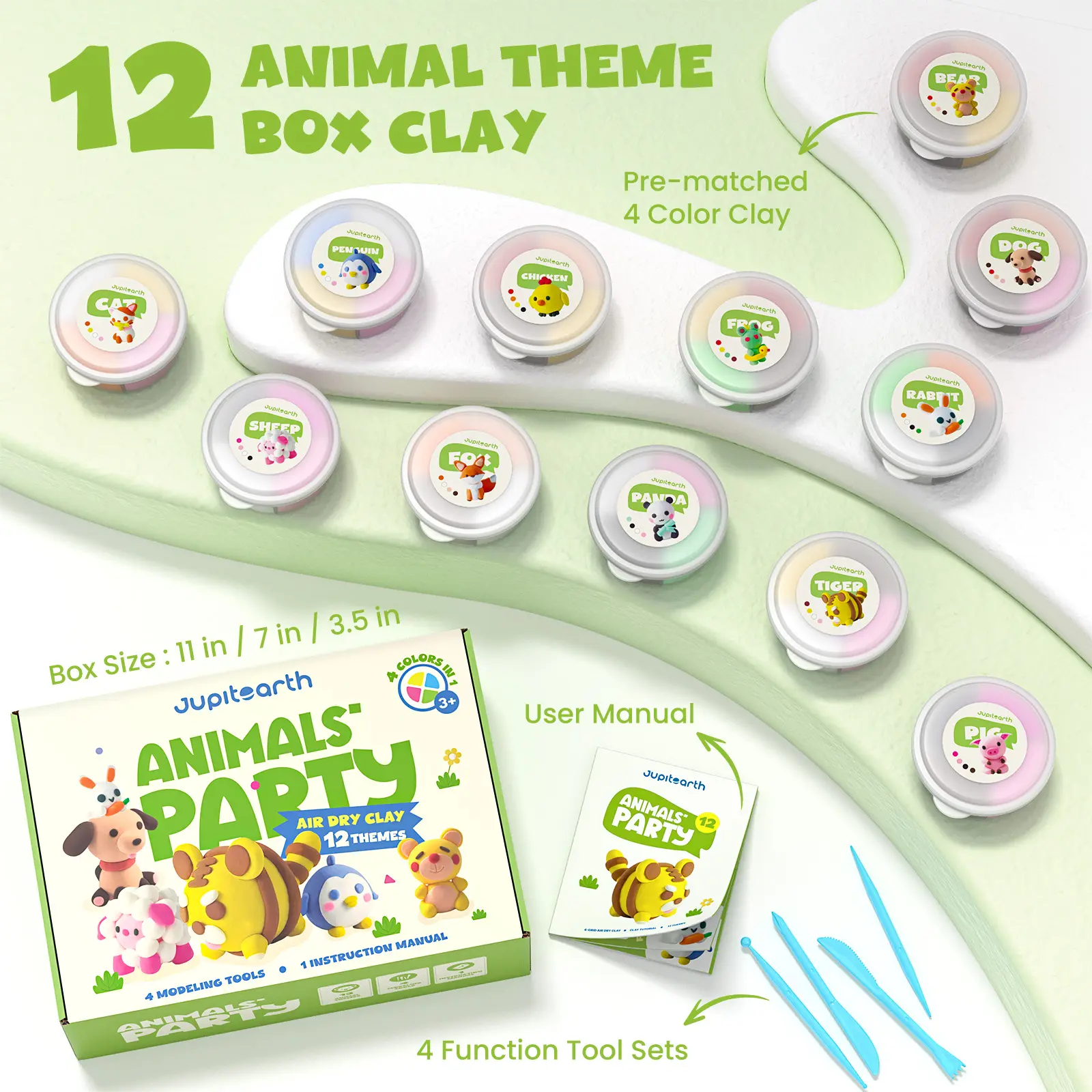 12 Animal/Dessert Themed Party Foam Clay Sets, Kids' Air-Dried Clay, Super Lightweight Modeling Clay Kits, DIY Art and Family Party Gifts, Suitable for Boys and Girls, Ideal Crafted Christmas Gifts