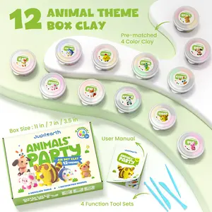 12 Animal/Dessert Themed Party Foam Clay Sets, Kids' Air-Dried Clay, Super Lightweight Modeling Clay Kits, DIY Art and Family Party Gifts, Suitable for Boys and Girls, Ideal Crafted Christmas Gifts