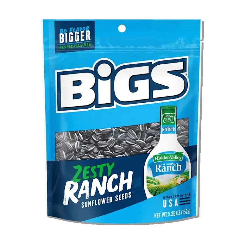 Bigs Ranch Sunflower Seeds Snack - 6-Pack, 5.35oz Each, Salty & Savory Flavor, High Protein Crunchy Treat for Parties, Picnics