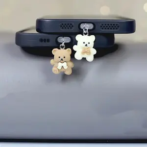 Mobile Phone Dust Plugs - Creative Bear Mobile Phone Dust Plug Pendant - Suitable for iPhone, Type-C and Android Dust Plugs - Compact and Practical - Perfect as a Small Gift - Phone Charm