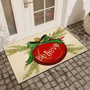 1 Pc Christmas Ball Diatom Mud Anti Slip And Water Absorbing Entrance Door Mat Indoor And Outdoor Door Mat Kitchen Dining Room Bathroom Bedroom Decoration Holiday Home Decor