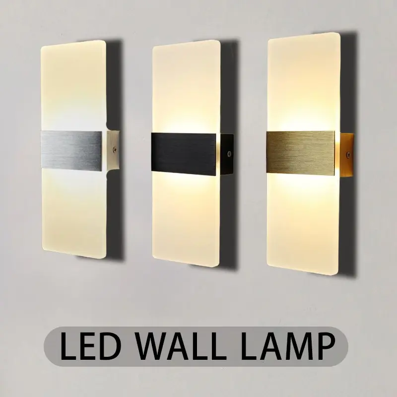 Modern LED Wall Light, Acrylic Rectangle Shape, Warm 3000k, Bedroom Bedside, Hallway, Living Room, Stairs Lighting, Modern Mood Lighting, Indoor Lighting